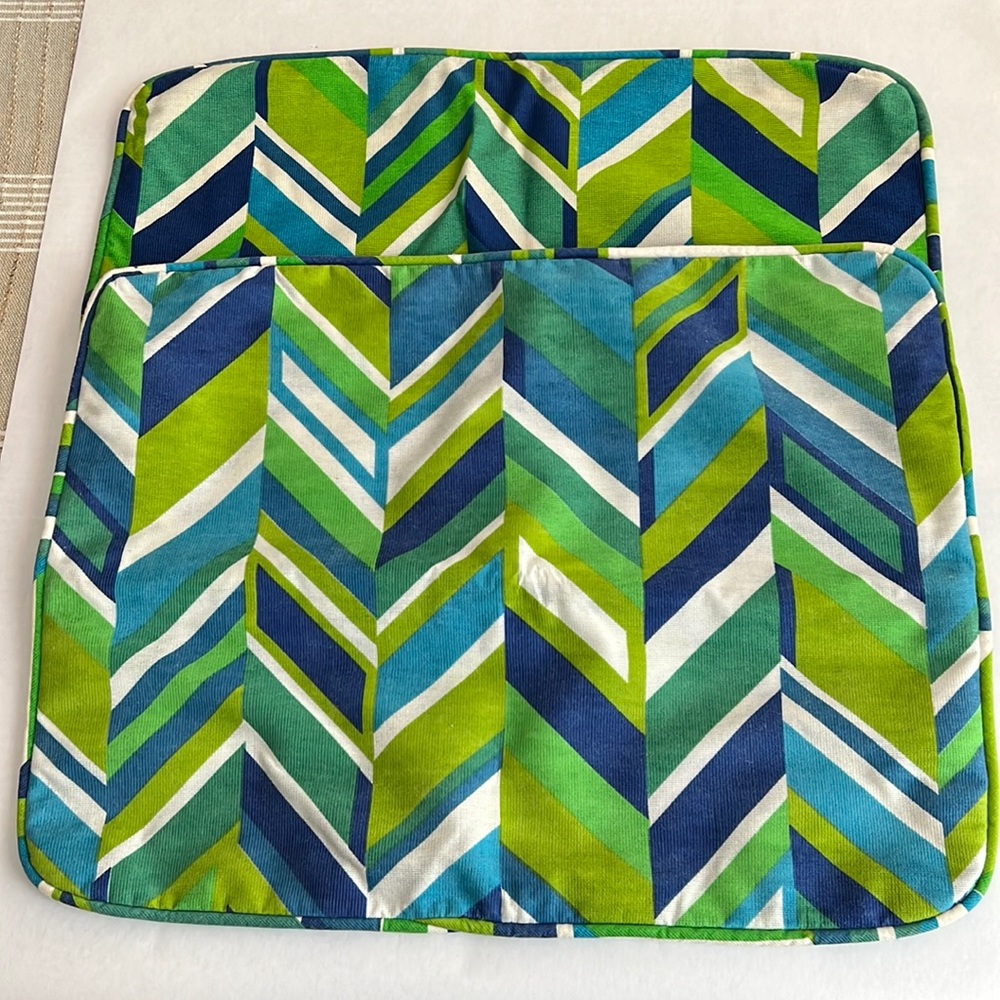 Vintage Set of 2 Blue, Green & White Pillow Covers